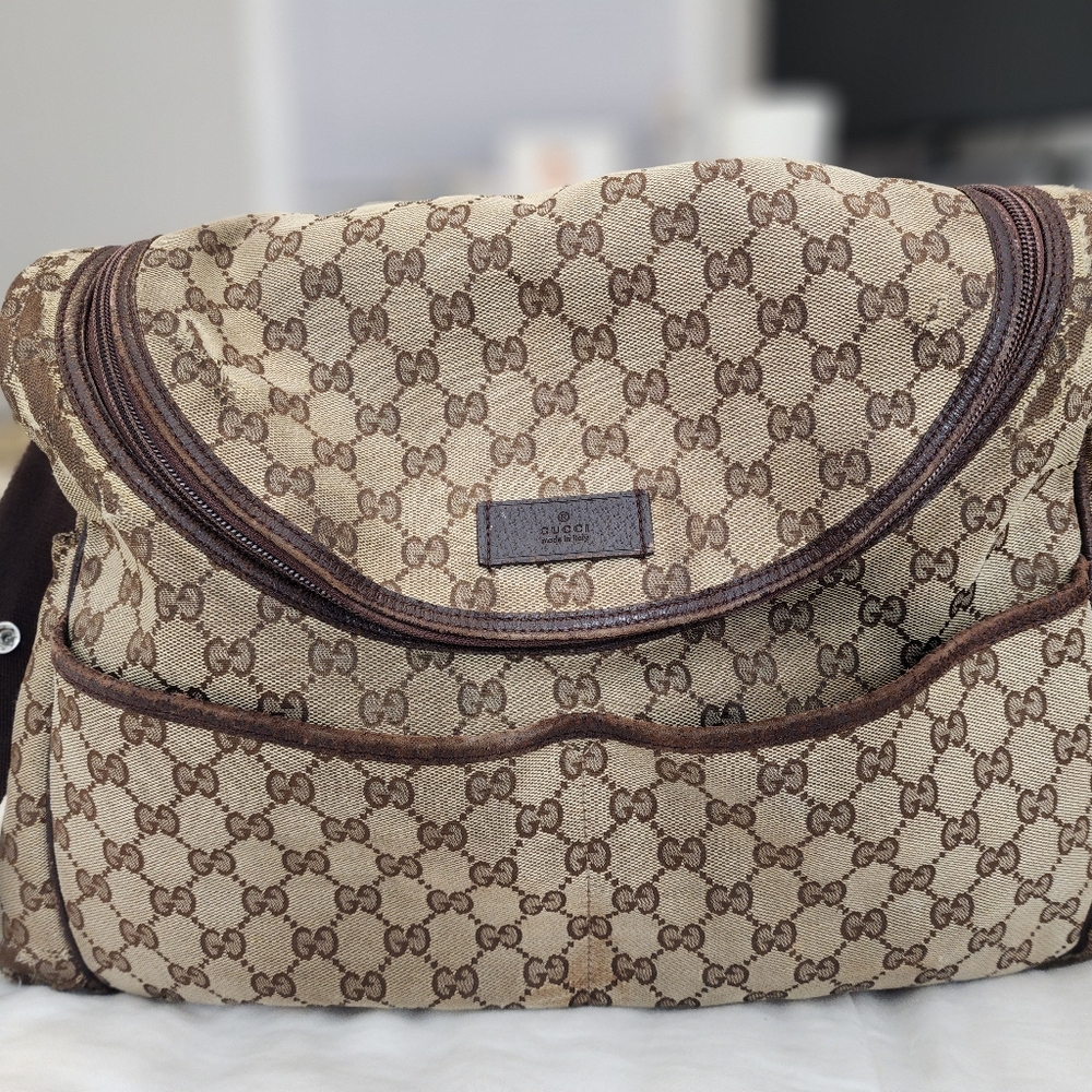 Gucci Brown Monogram Diaper Bag
